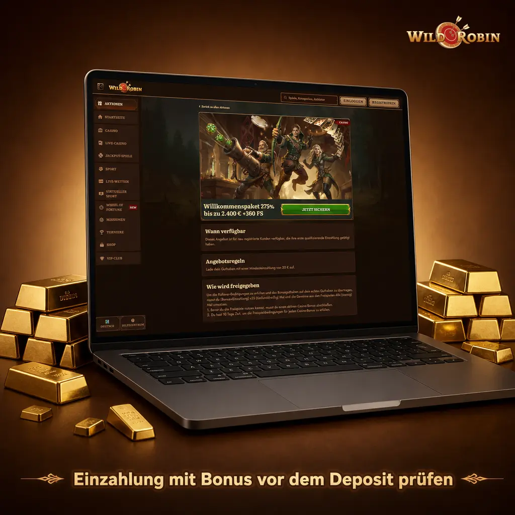 Wild Robin Einzahlungsbonus vor Zahlung prüfen: Promotions, Bedingungen und Fristen im Blick