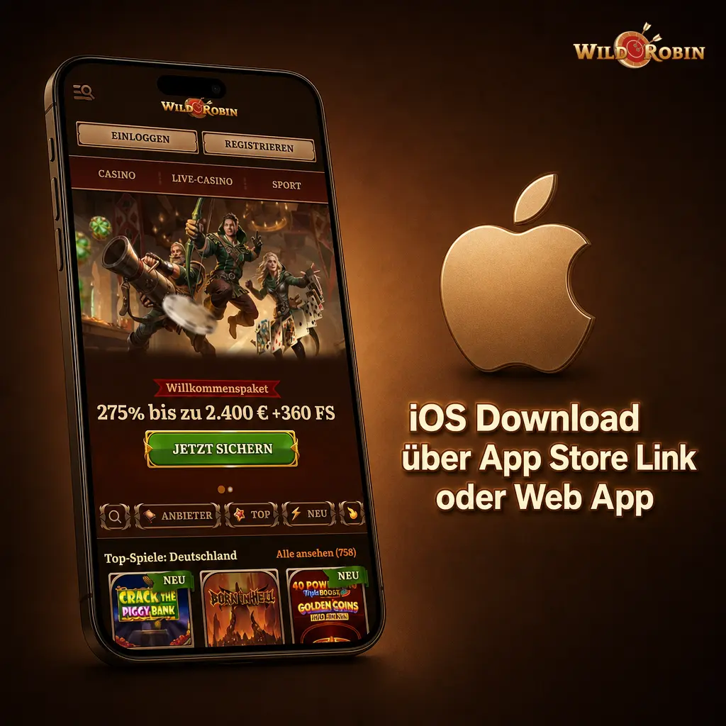 iOS Download der Wild Robin App über App Store oder Web App