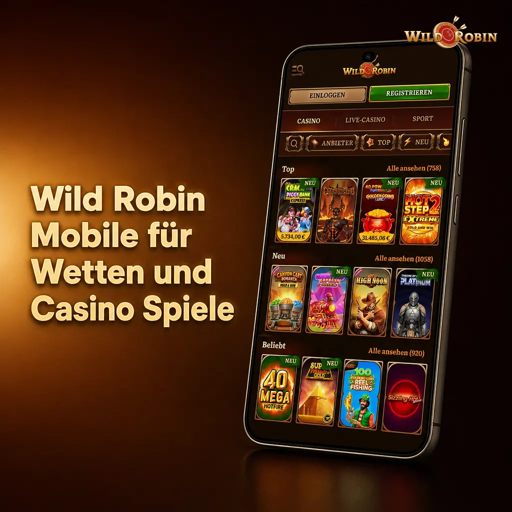 Wild Robin Mobile App für Casino, Sportwetten, Kasse und Support auf Android und iOS