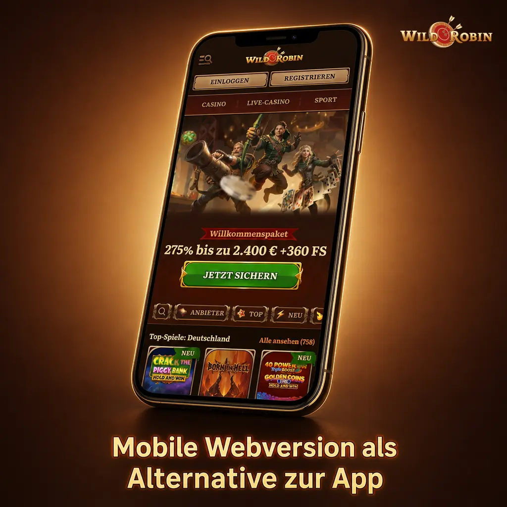 Mobile Webversion im Browser als App-Alternative für Sportwetten, Casino, Konto und Support
