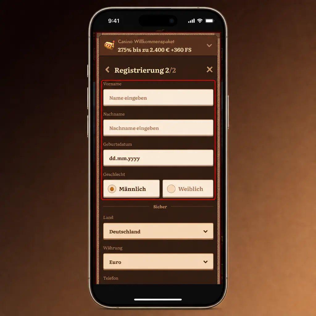 Anleitung zum Erstellen eines neuen Kontos in der App mit Registrierung, Dateneingabe und Verifizierung